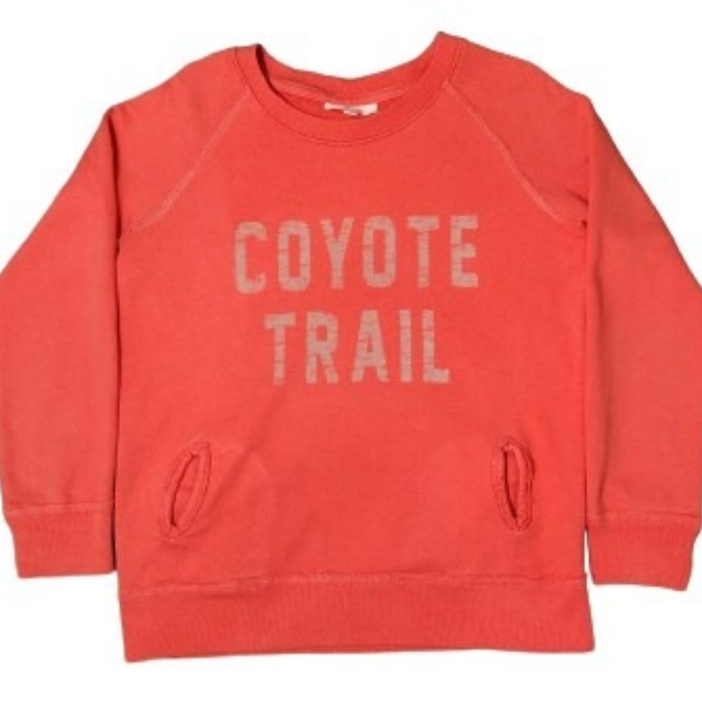 SEED Boys/Girls 5-6 Orange Sweatshirt Crew Neck Long Sleeve Novelty Coyote Trail